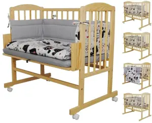 5w1 Filip łóżeczko dostawne, kołyska, łóżeczko, kółka, sofa kolor naturalna sosna - Zestaw 