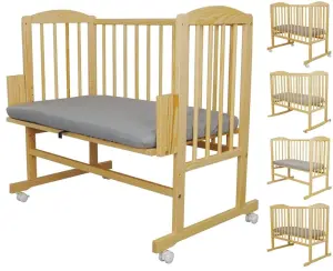 5w1 Filip łóżeczko dostawne, kołyska, łóżeczko, kółka, sofa kolor naturalna sosna + materac