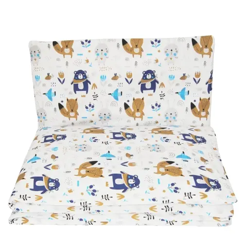 Pościel DUO 2-elementowa 120x90 do kołyski cm Błękitne zwierzątka