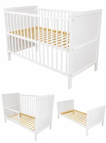 Łóżeczko tapczanik 3w1 „Kacperek” 120×60 – biały – funkcja tapczanika