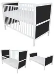 Łóżeczko tapczanik 3w1 Kacperek 120x60 cm kolor biało-czarny + materac