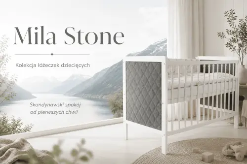 Łóżeczko dziecięce tapicerowane Mila Stone 120×60 cm